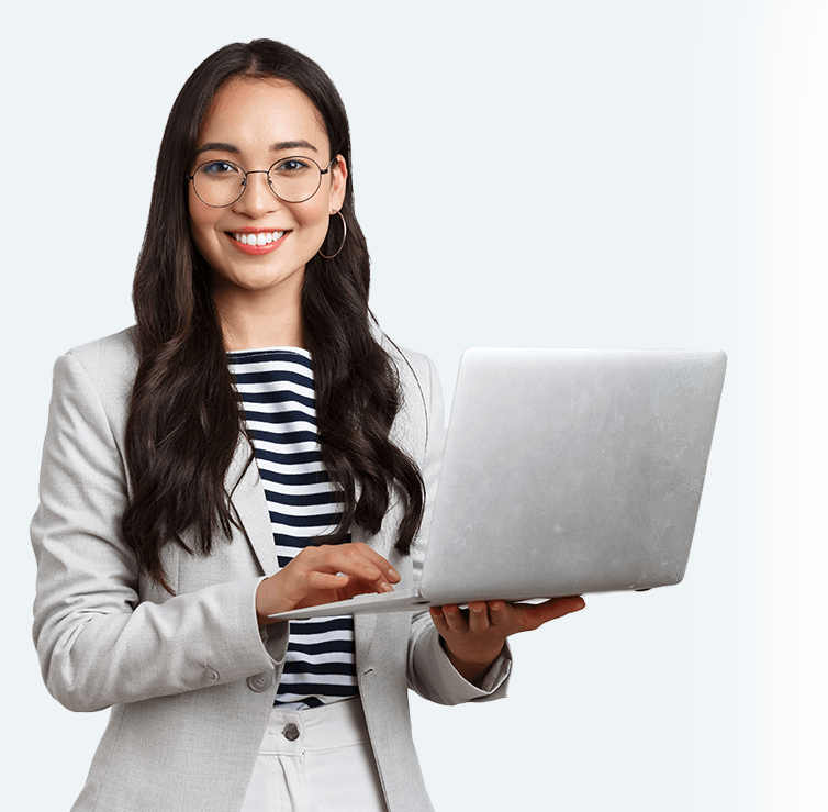 laptop-girl woman doing gp marketing on her laptop
